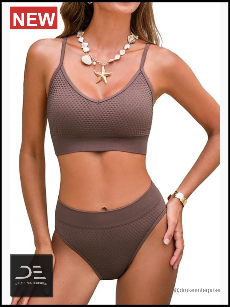 Sporty Mid Rise Scoop Neck Adjustable Spaghetti Straps Textured Bikini Set Two